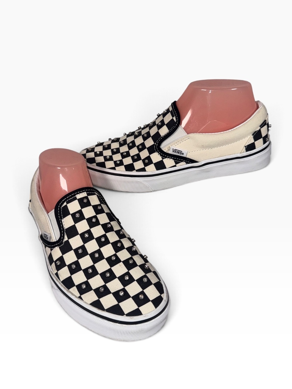 Vans Checkerboard and Rhinestone Slip-On Sneakers